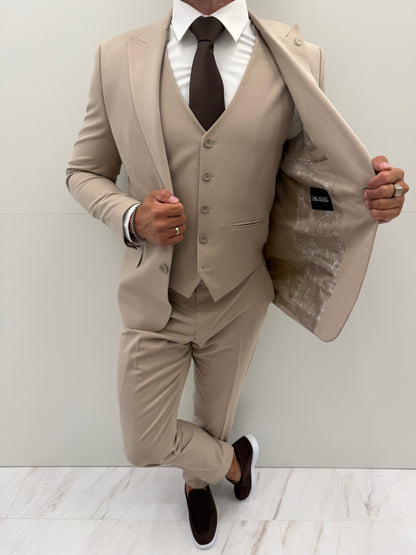 Doha Perzik Beige Heren 3-delig Pak