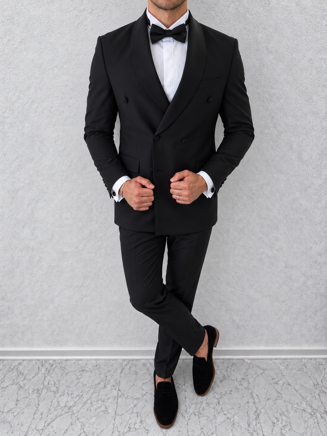 Madeira Zwart Shawl Lapel Double Breasted Heren 2-delig Smoking Tuxedo Pak