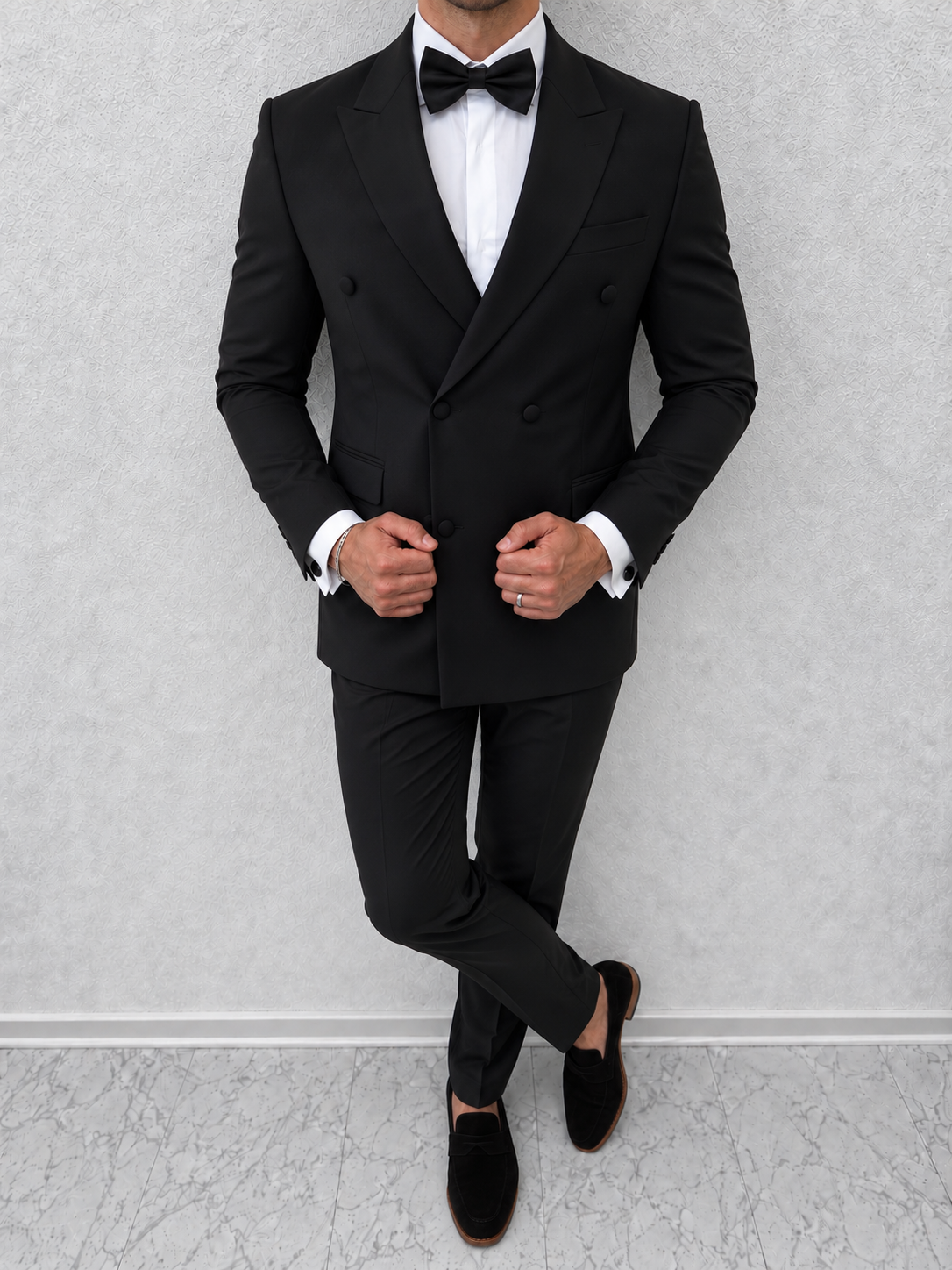 Madeira Zwart Double Breasted Heren 2-delig Smoking Tuxedo Pak