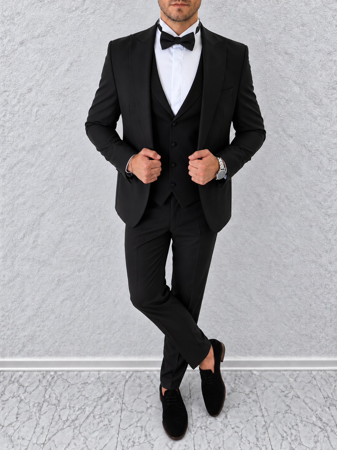Madeira Zwart Heren 3-delig Smoking Tuxedo Pak