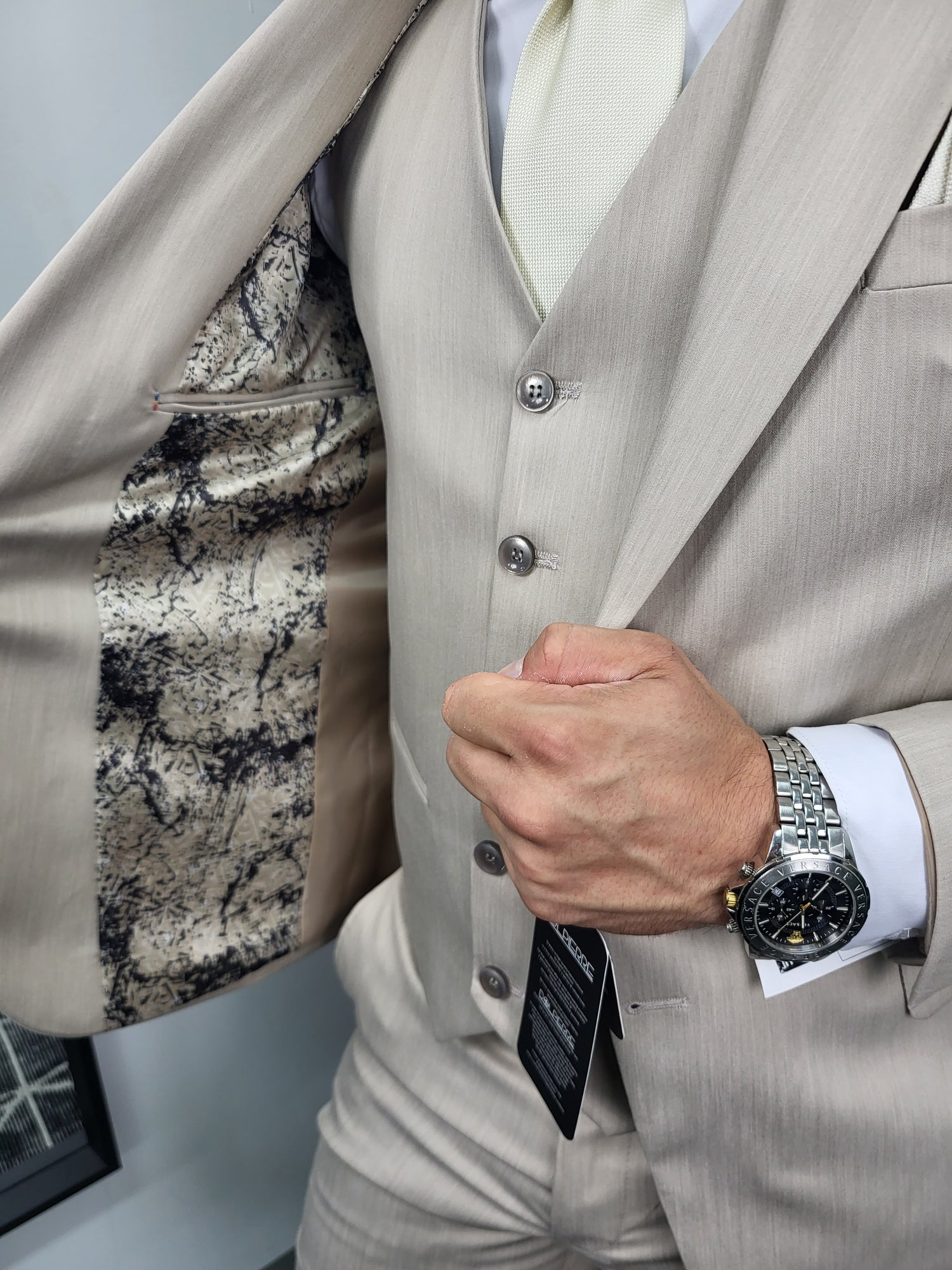Malaga Premium Beige Heren 3-delig Pak Klassiek