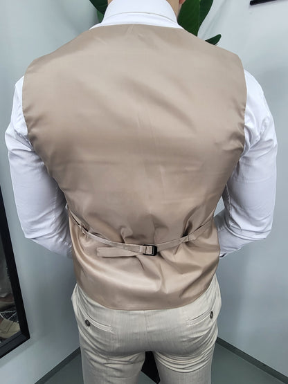 Malaga Premium Beige Heren 3-delig Pak Klassiek