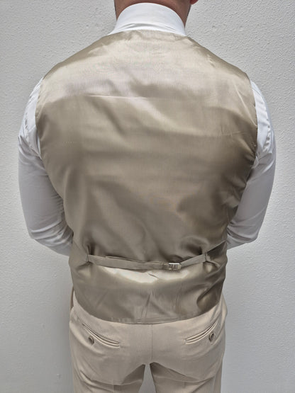 Malibu Beige Patroon Heren 3-delig Pak