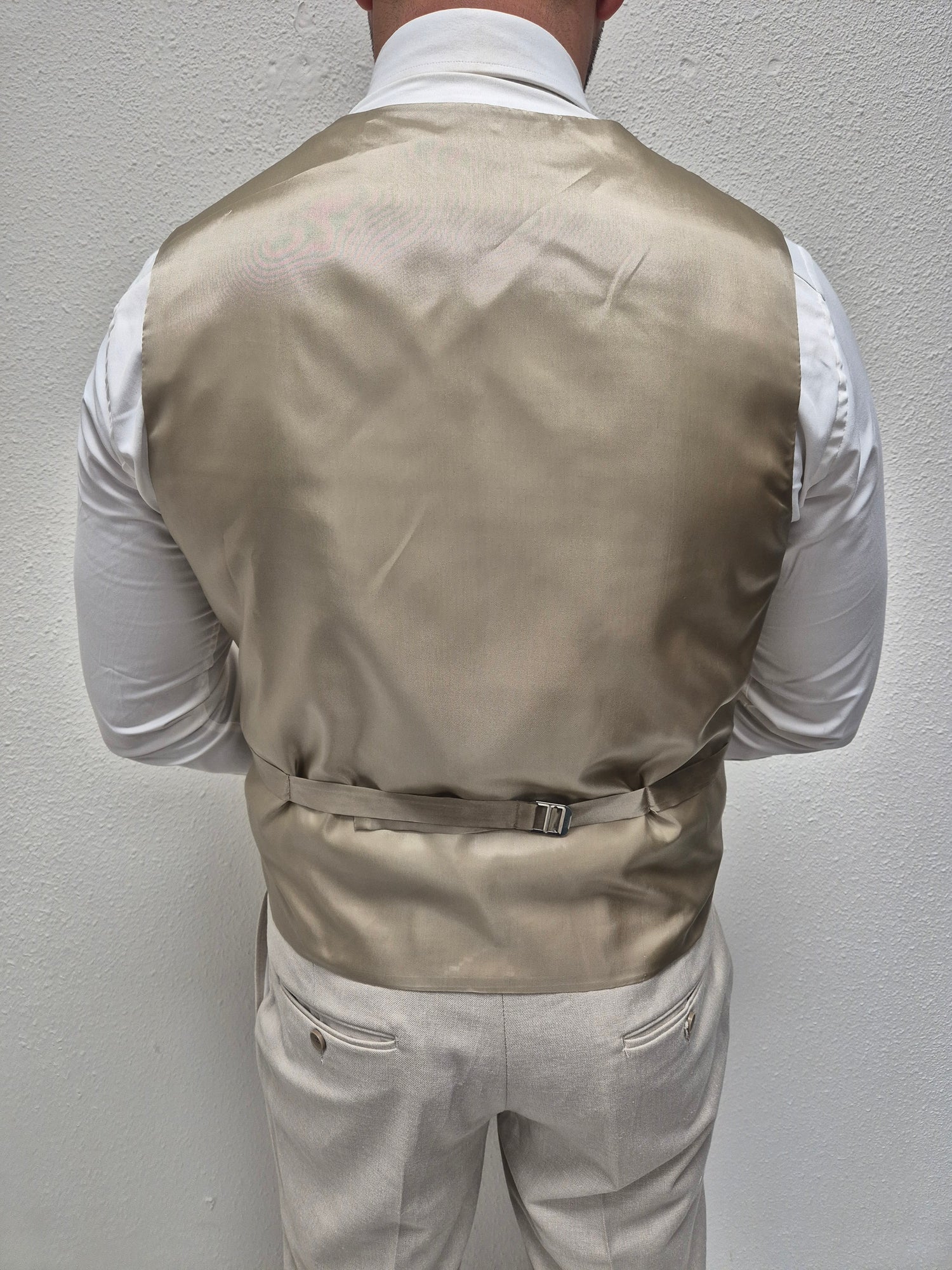 Malibu Beige Wit Patroon Heren 3-delig Pak