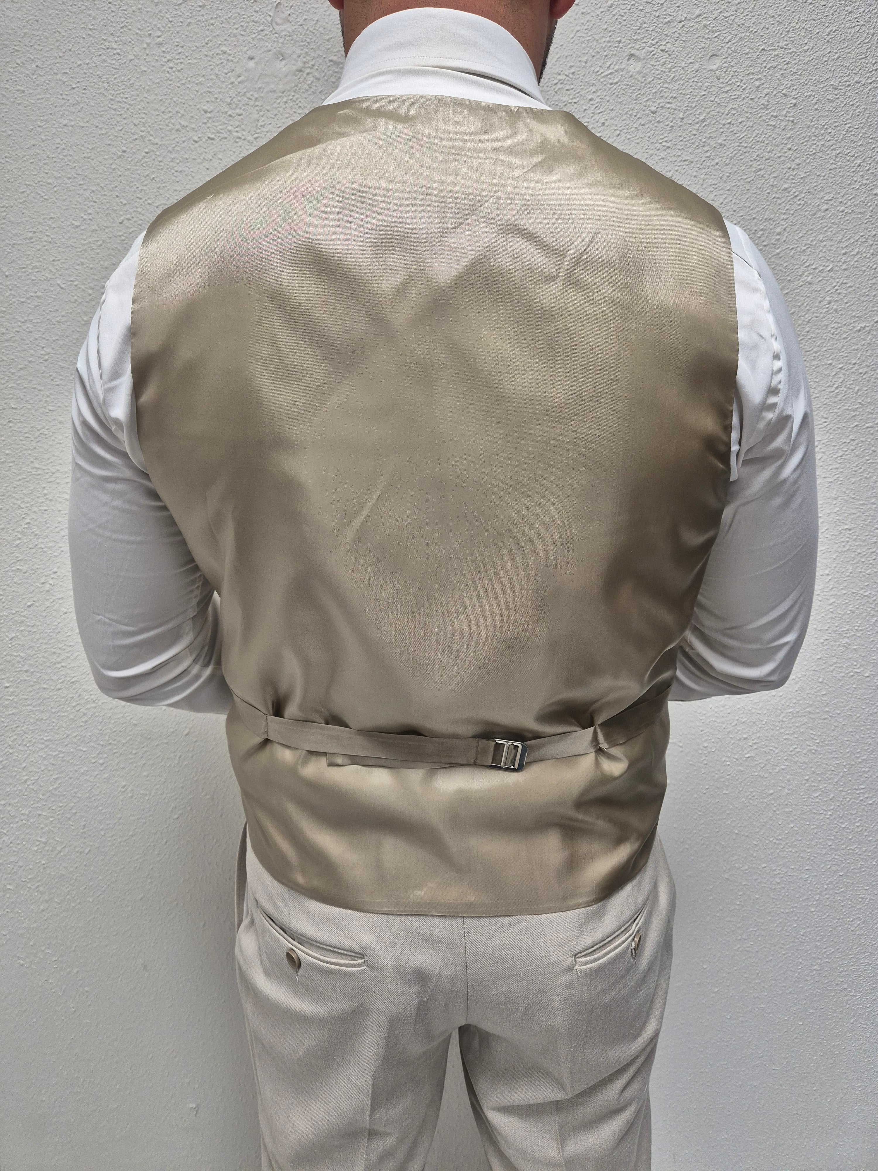 Malibu Beige Wit Patroon Heren 3-delig Pak