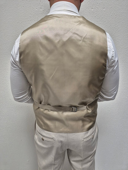 Malibu Beige Wit Patroon Heren 3-delig Pak