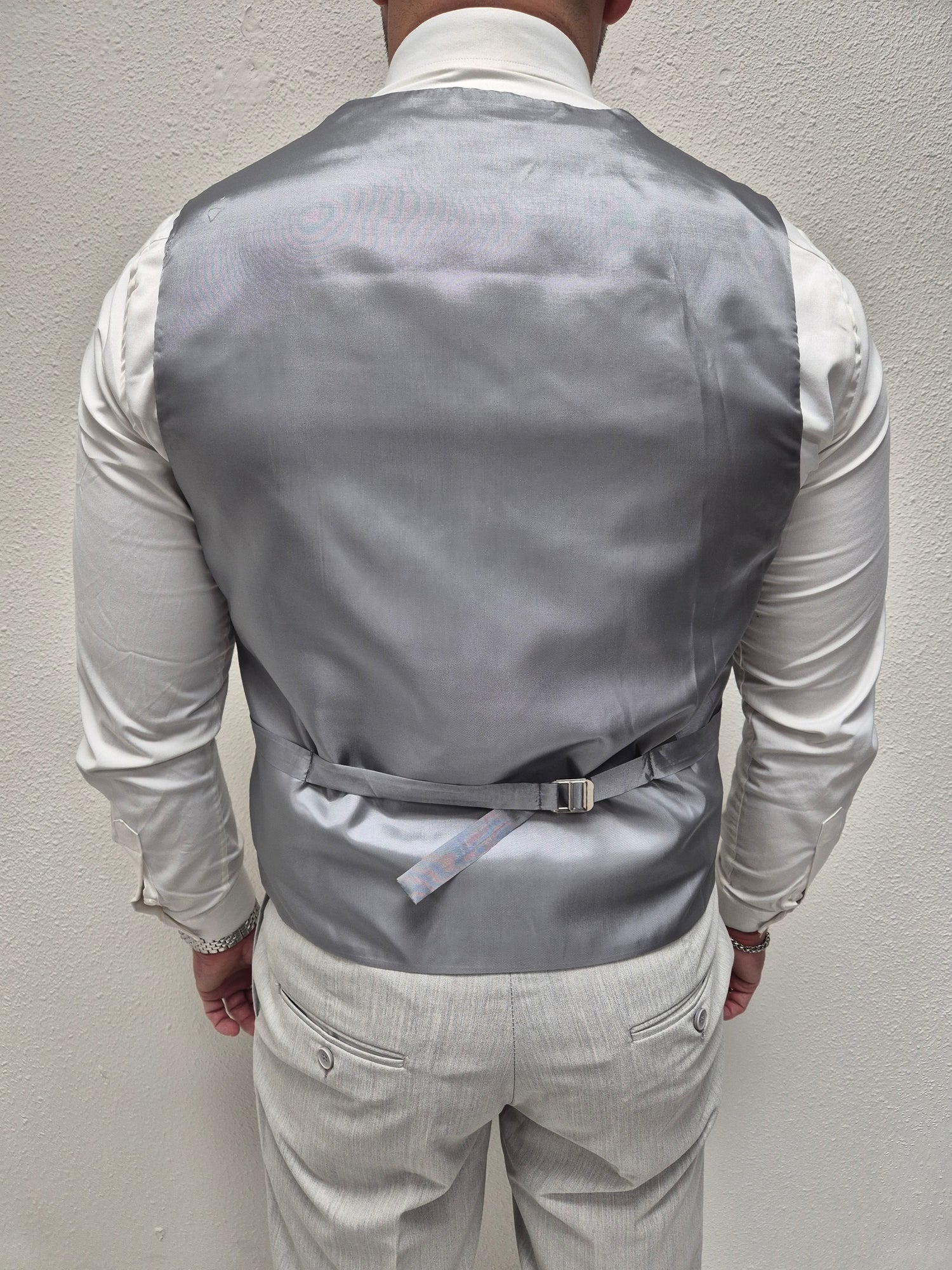 Malibu Licht Grijs Patroon Heren 3-delig Pak