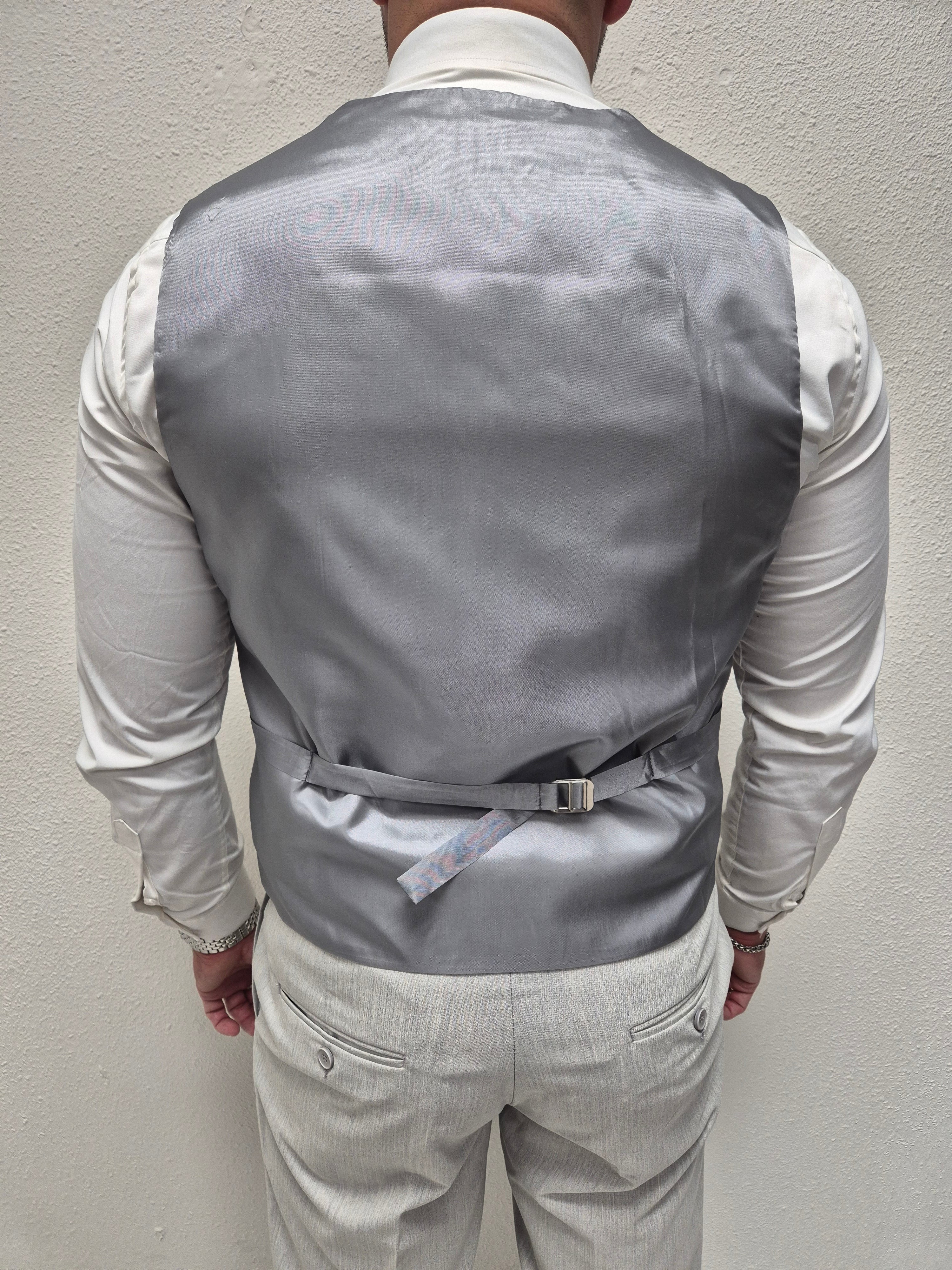 Malibu Licht Grijs Patroon Heren 3-delig Pak