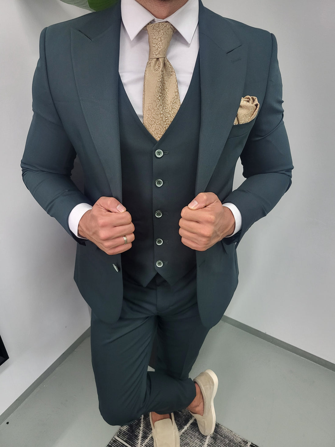 Marbella Heren 3-delig Pak Petrol Groen Klassiek