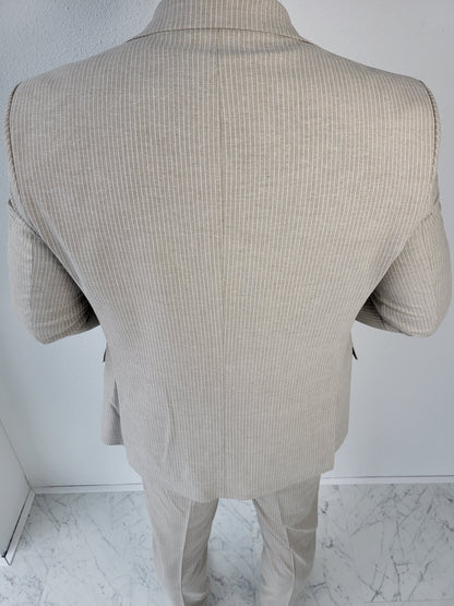 Medellin Premium Beige Heren 3-delig Pak Gestreept