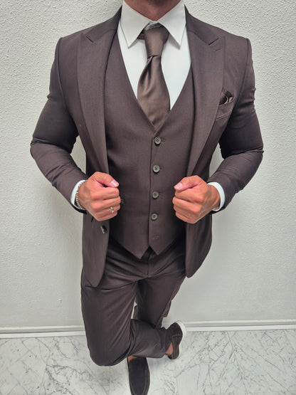 Milano Donker Bruin Heren 3-delig Pak Klassiek