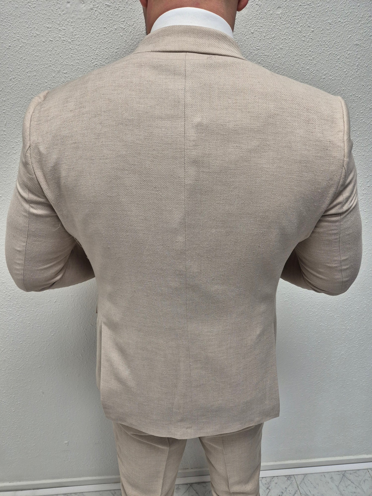 Monaco Beige Heren 3-delig Pak Patroon