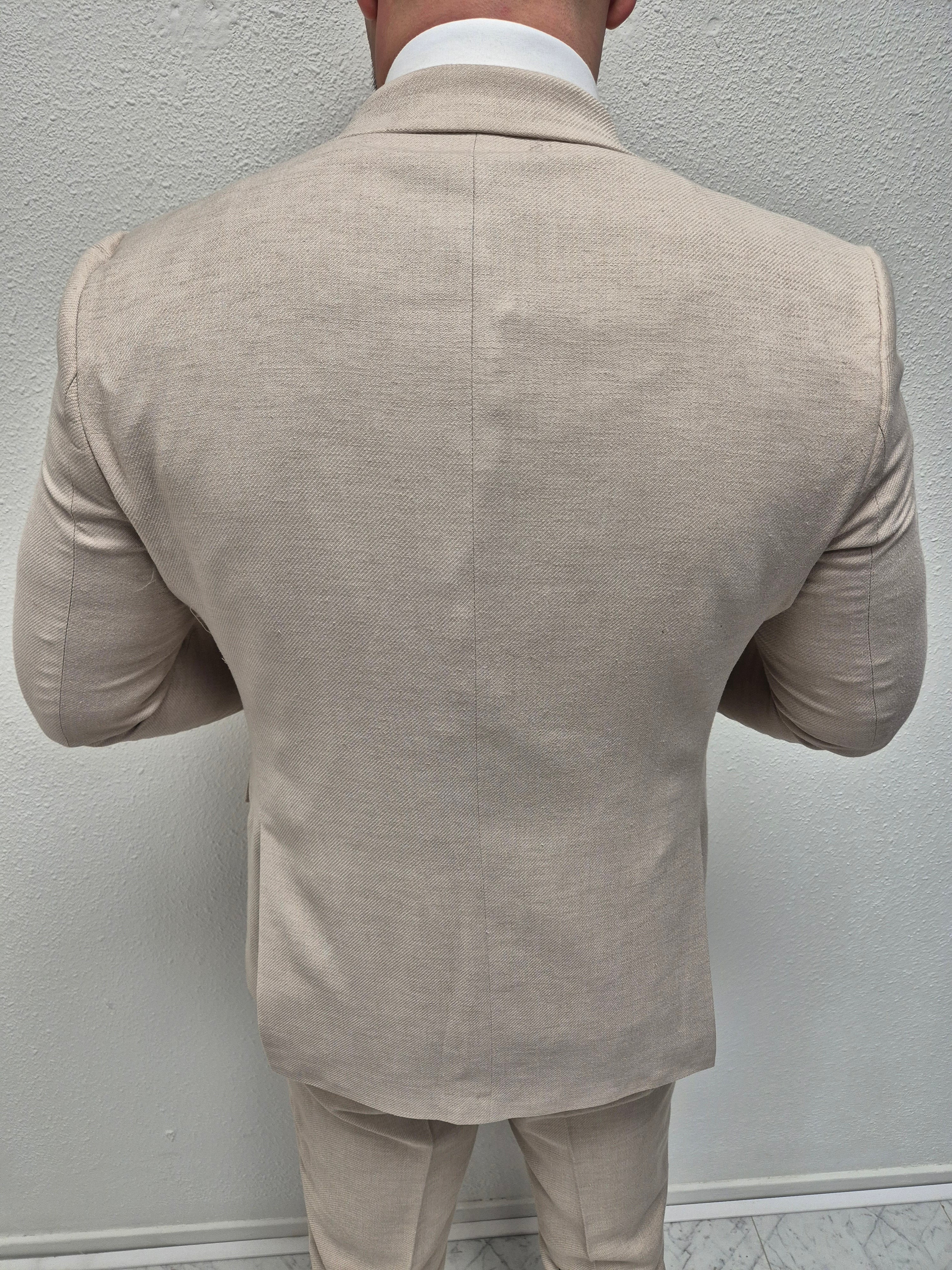 Monaco Beige Heren 3-delig Pak Patroon