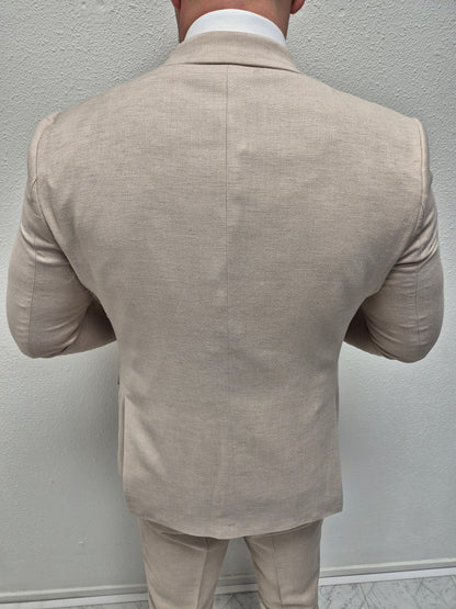 Monaco Beige Heren 3-delig Pak Patroon