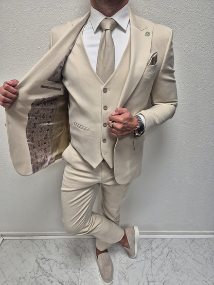 Muscat Licht Beige Klassiek Heren 3-delig Pak