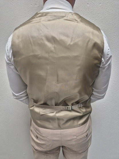 Mykonos Beige Patroon Heren 3-delig Pak