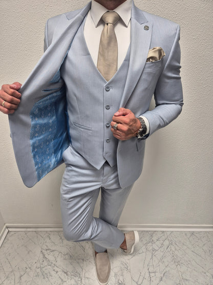 Mykonos Licht Blauw Klassiek Heren 3-delig Pak