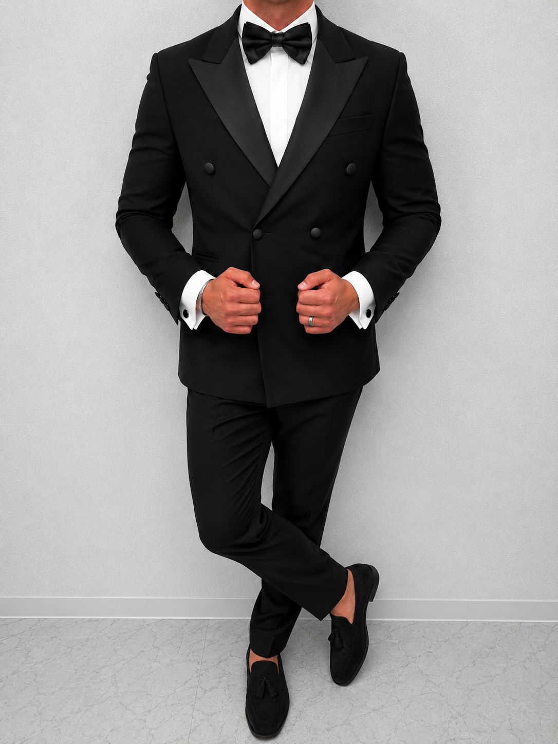 Napoli Double Breasted Zwart Heren 2-delig Smoking Tuxedo Pak