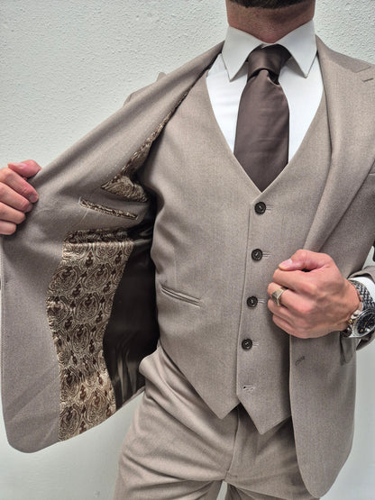 Parma Taupe Heren 3-delig Pak Patroon