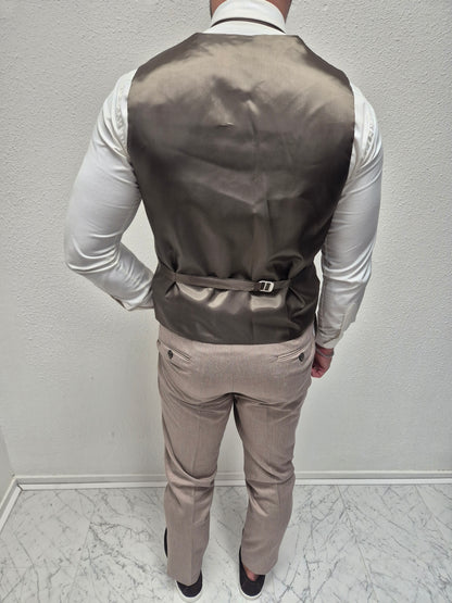 Parma Taupe Heren 3-delig Pak Patroon