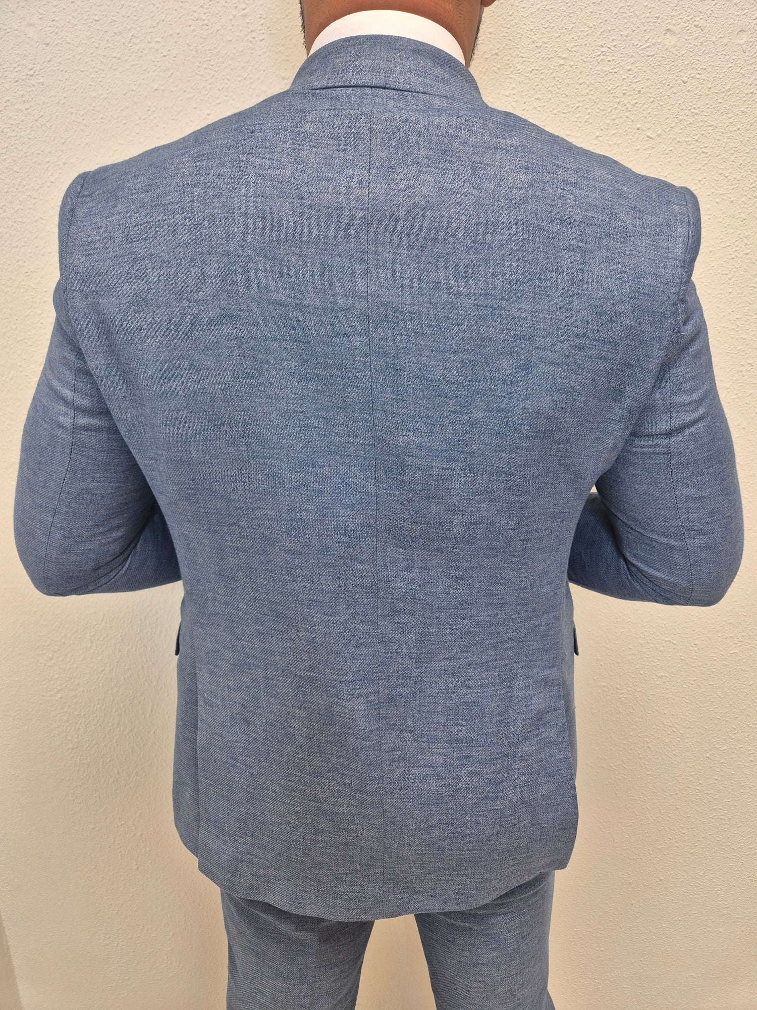 Positano Blauw Heren 3-delig Pak Patroon