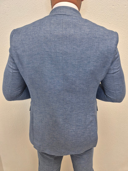 Positano Blauw Heren 3-delig Pak Patroon