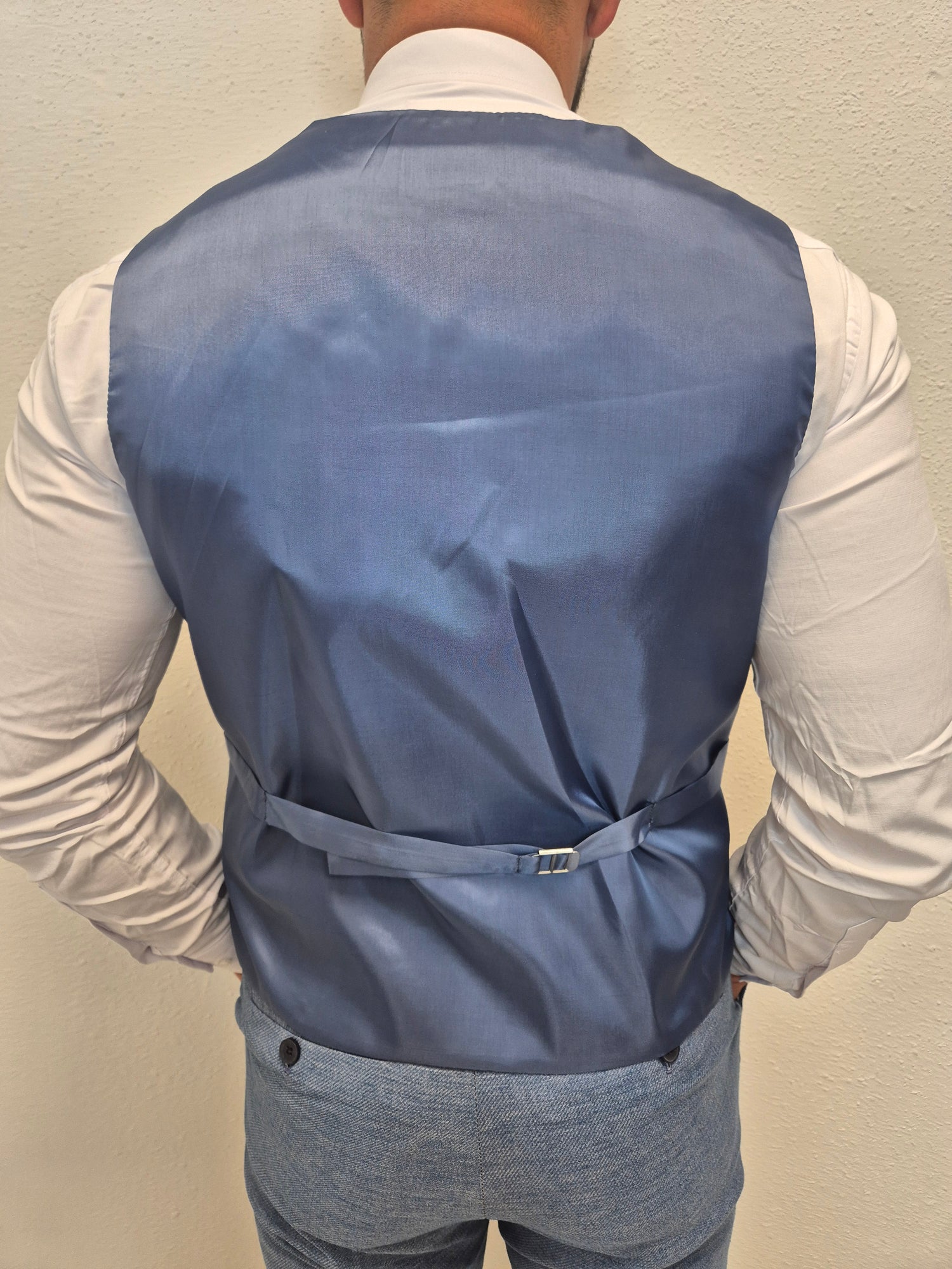 Positano Blauw Heren 3-delig Pak Patroon