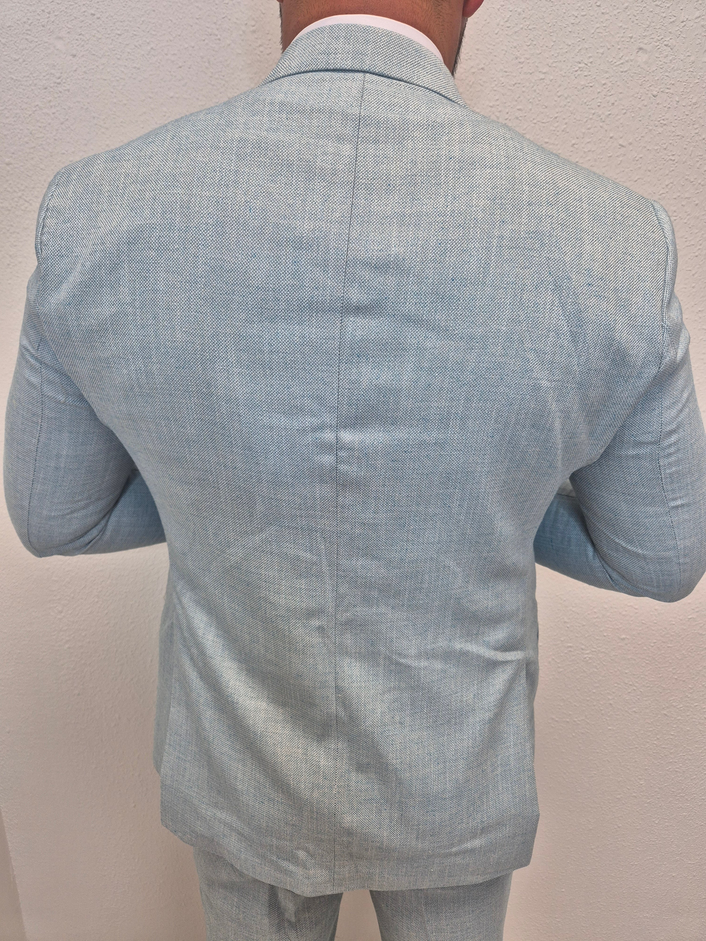 Rhodos Turquoise Blauw Heren 3-delig Pak Patroon