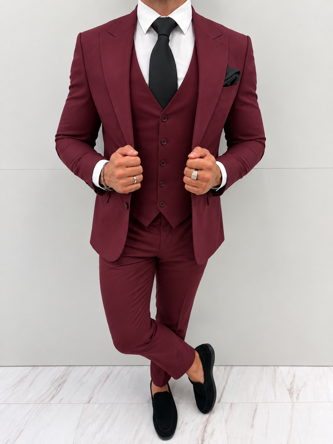 Roma Burgundy Heren 3-delig Pak