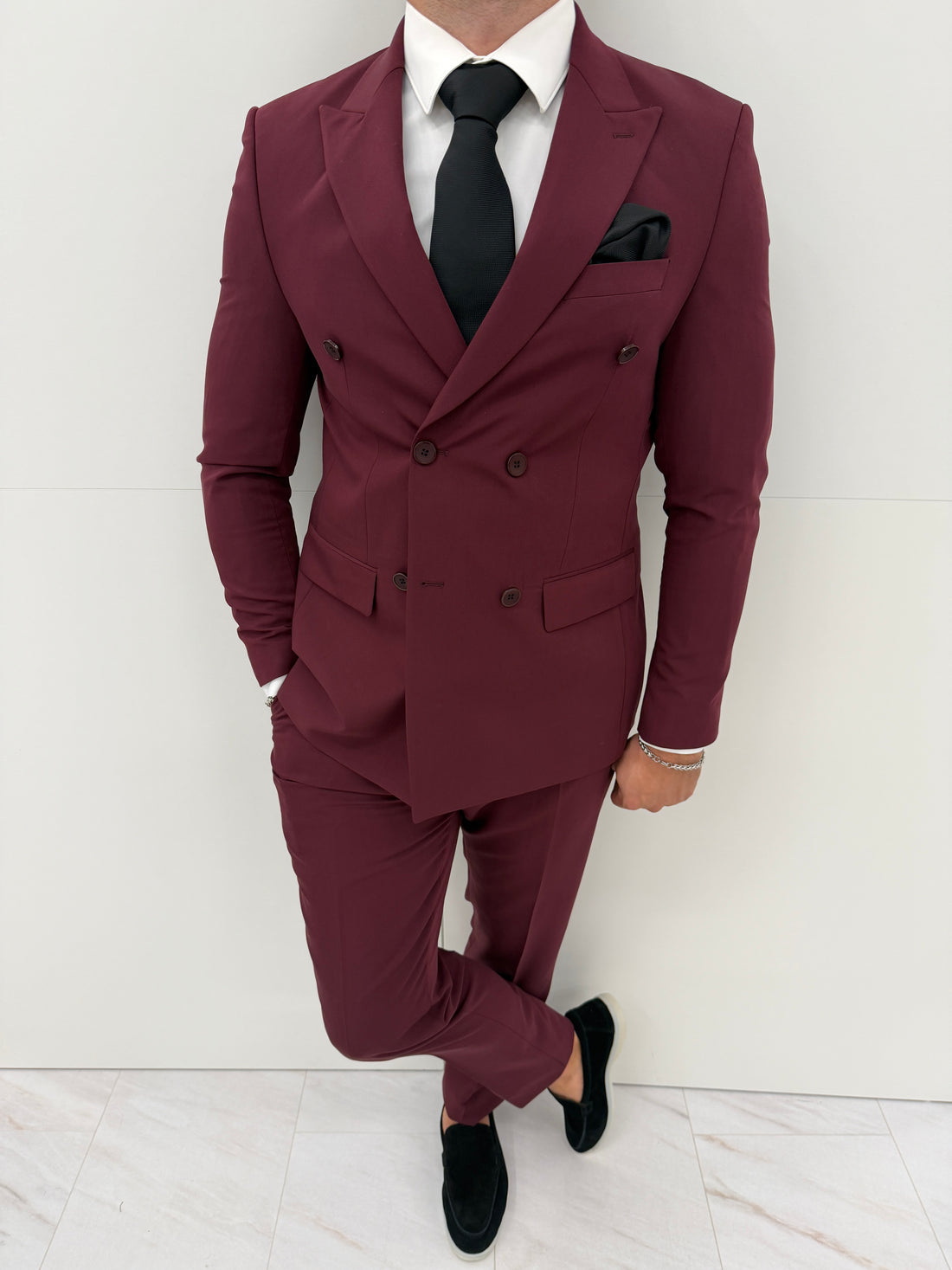 Roma Burgundy Double Breasted Heren 2-delig Pak