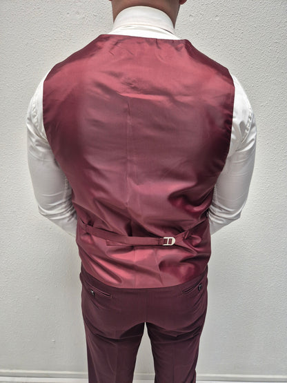 Salento Bordeaux Rood Heren 3-delig Pak Klassiek