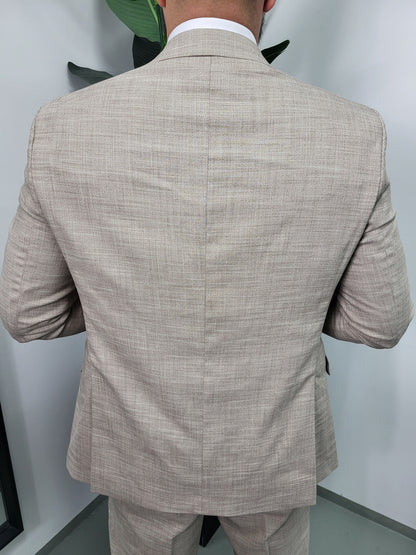 Toscane Pastel Beige Patroon Heren 3-delig Pak