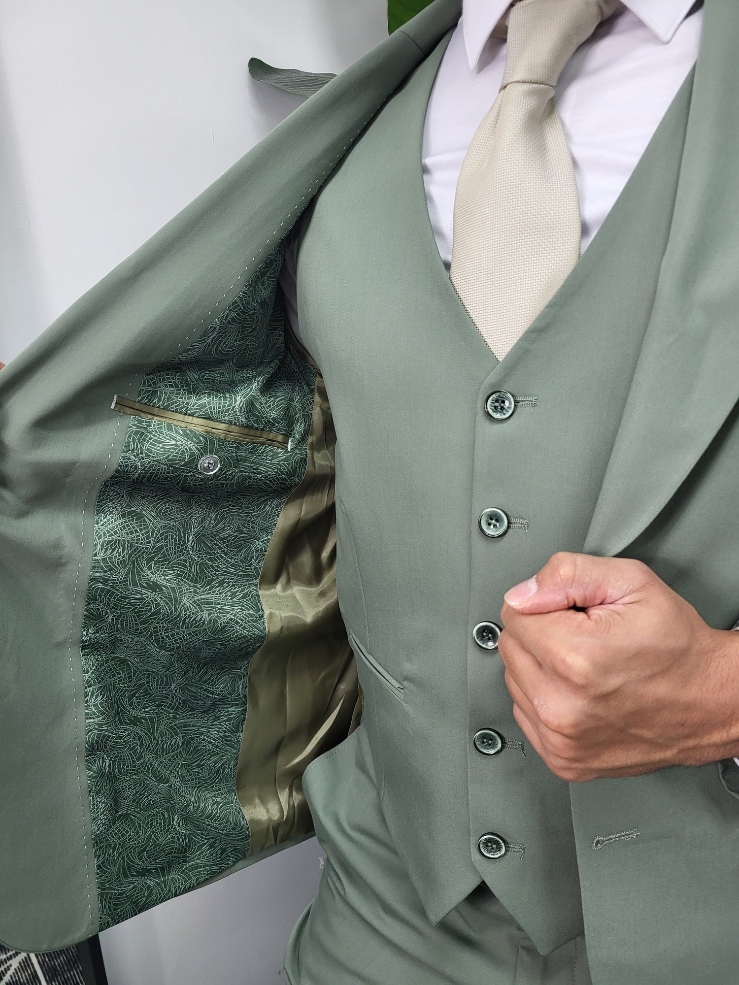 Toscane Pastel Groen Heren 3-delig Pak Klassiek