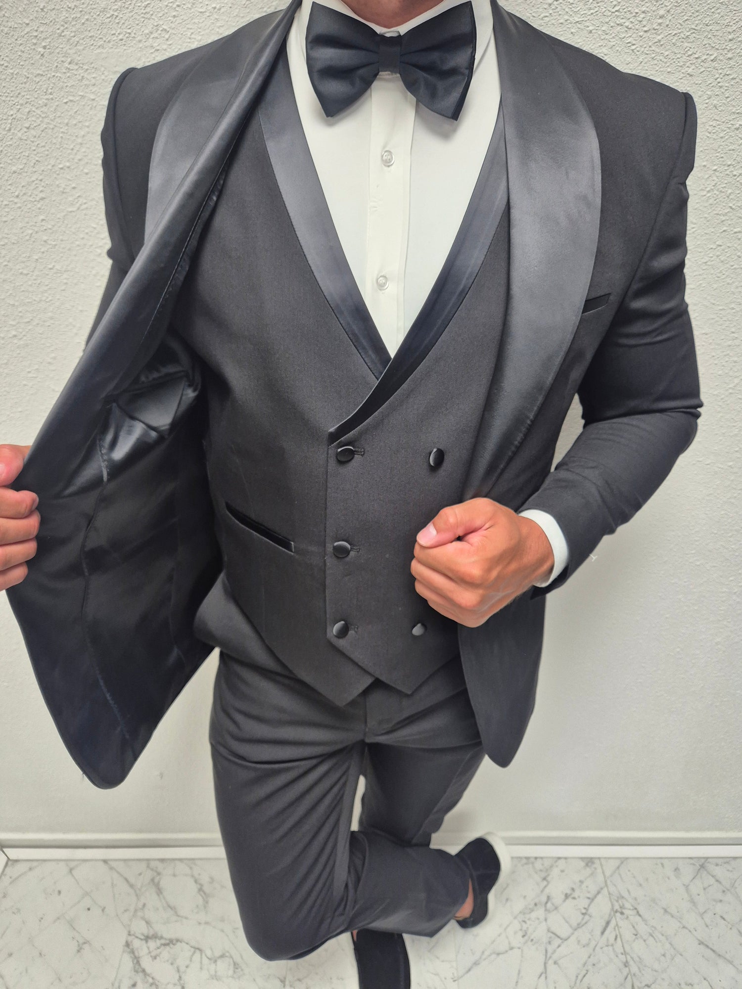 Vienna Black Zwart Heren 3-delig Smoking Tuxedo Pak