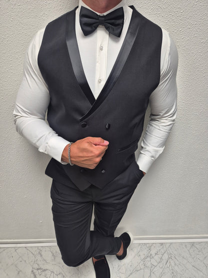 Vienna Black Zwart Heren 3-delig Smoking Tuxedo Pak