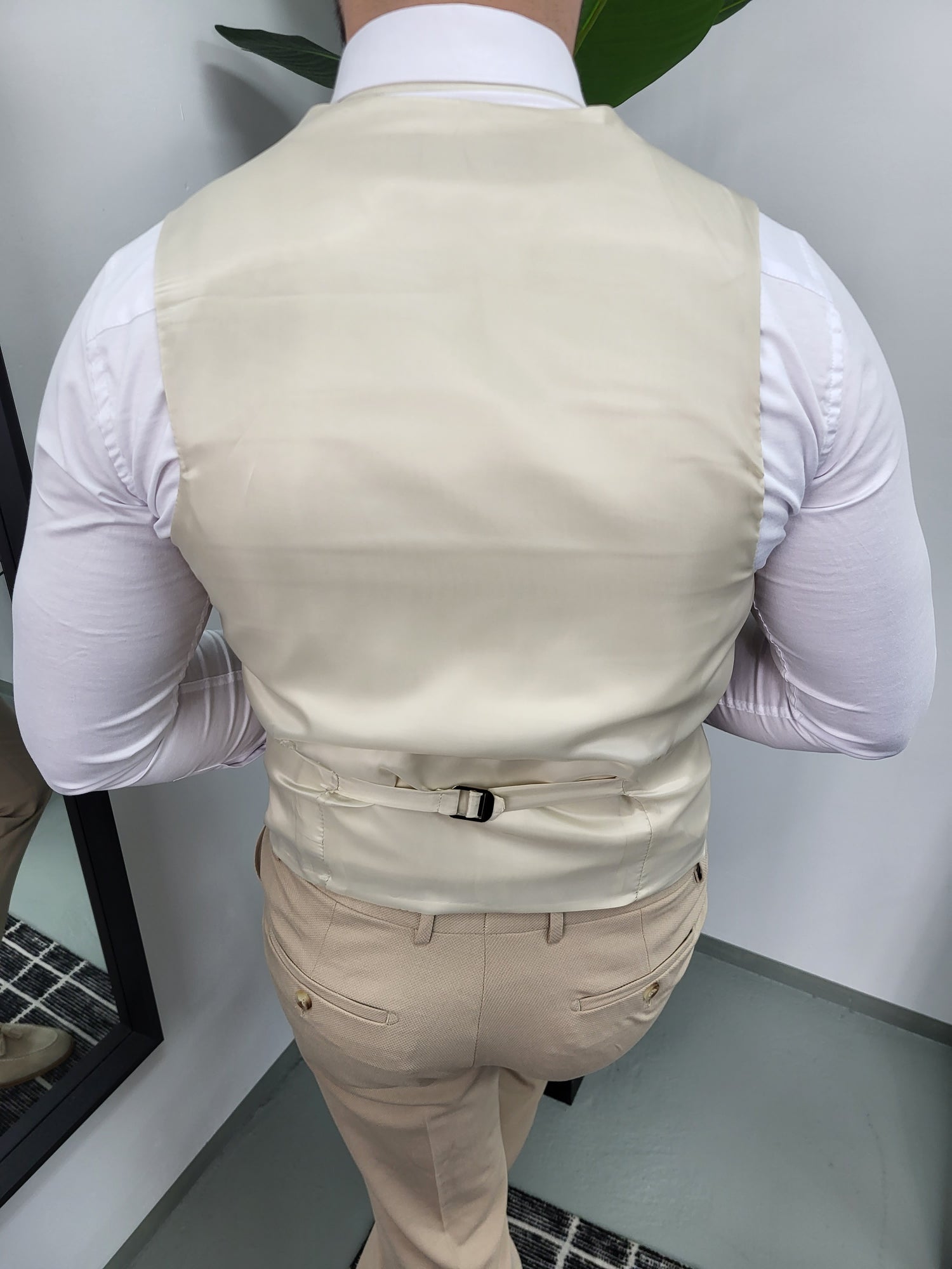 Santiago Heren 3-delig Pak Beige Patroon