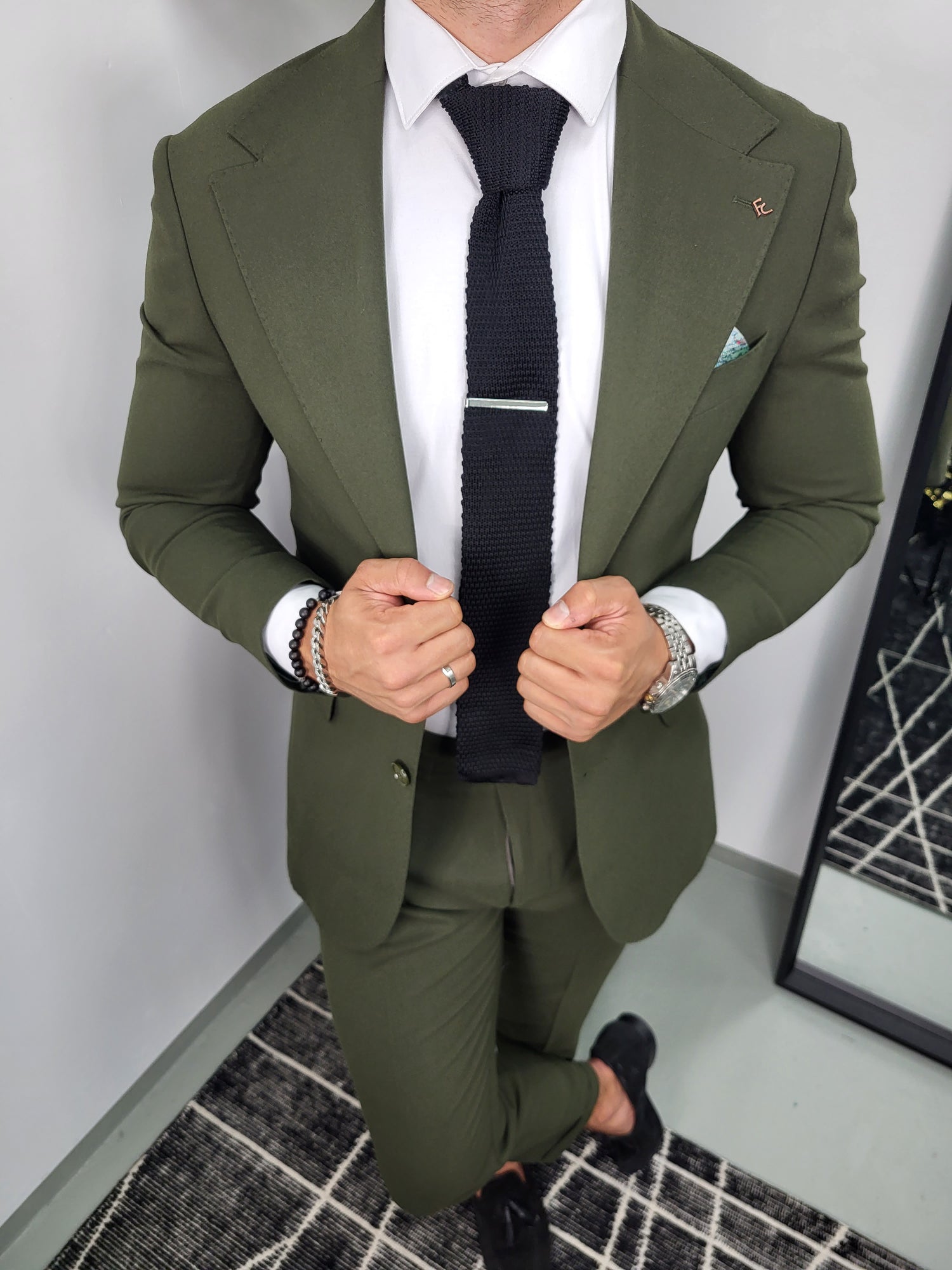 Bologna Premium Heren 2-delig Pak Groen Klassiek met Gurkha-style waistband