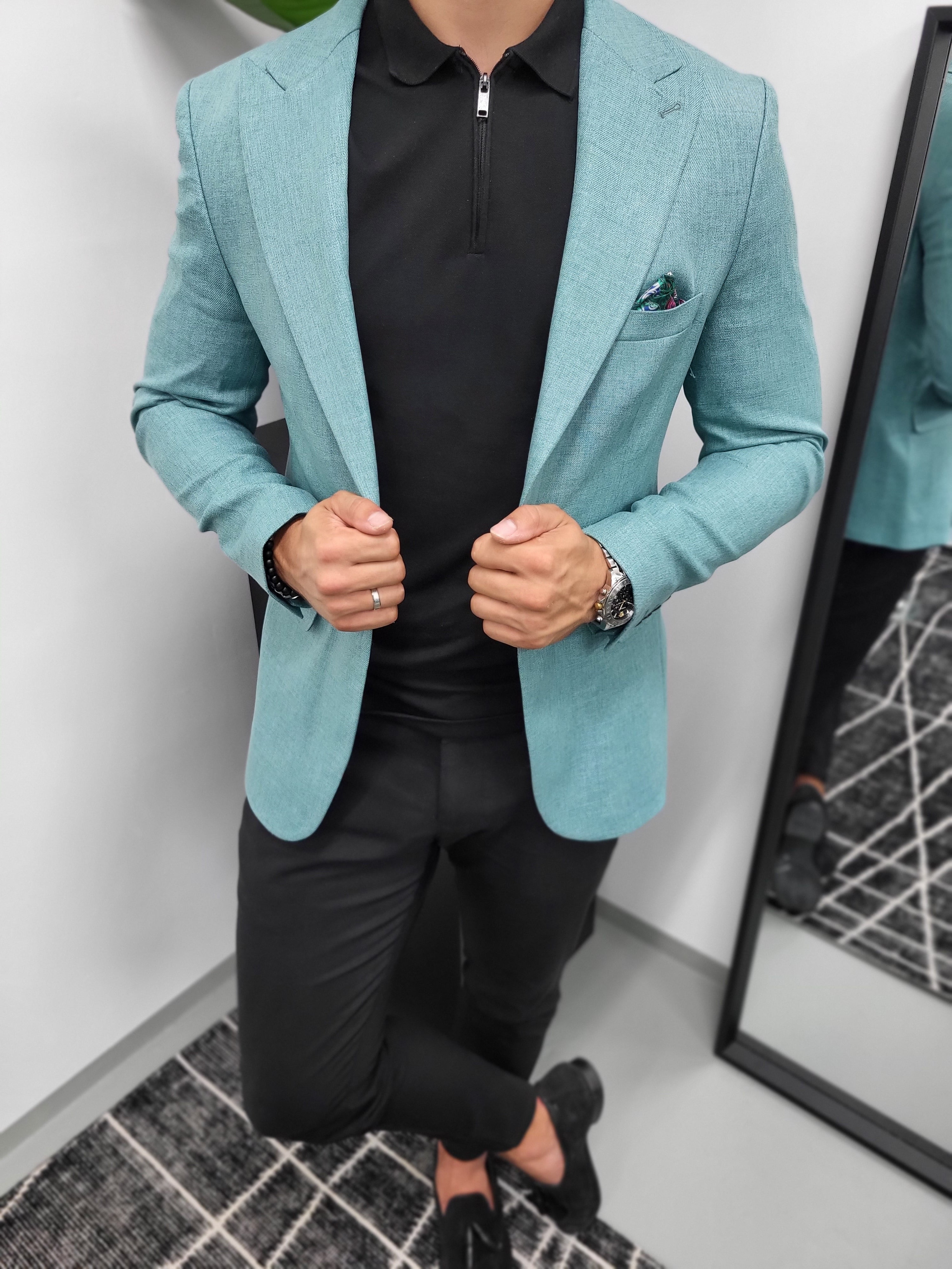 Turquoise overhemd on sale heren
