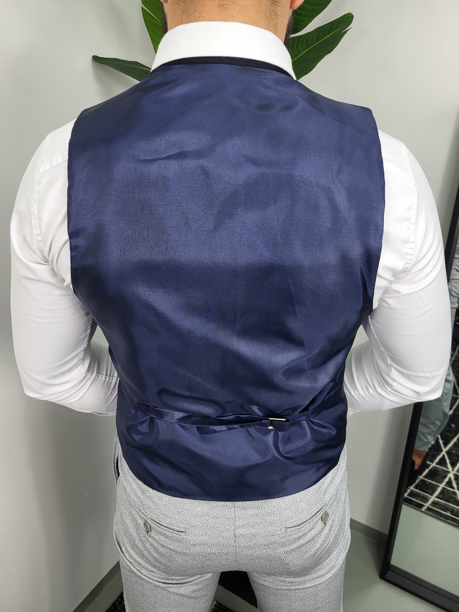 Merida Heren 3-delig Pak Blauw Grijs Patroon