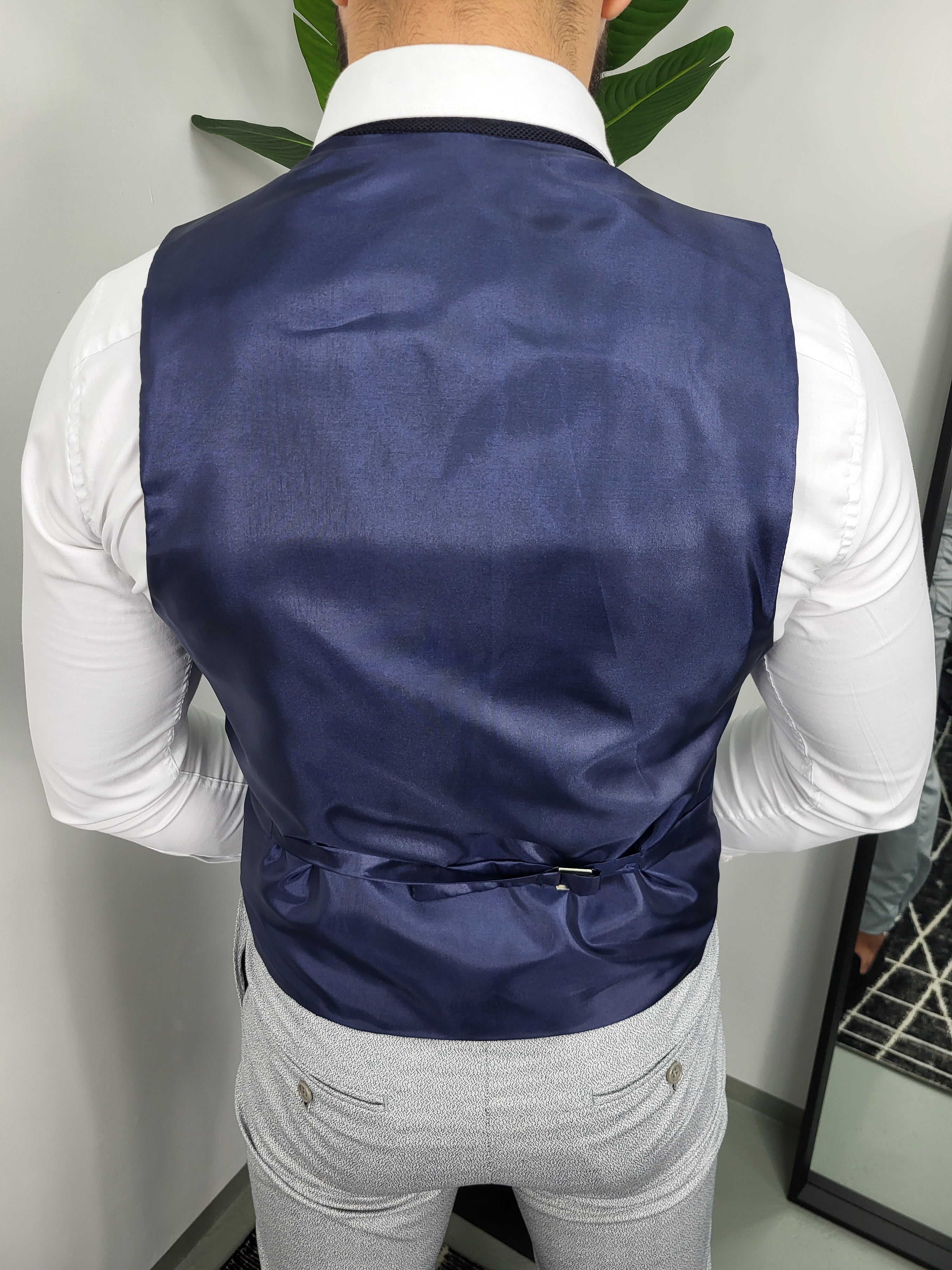 Merida Heren 3-delig Pak Blauw Grijs Patroon