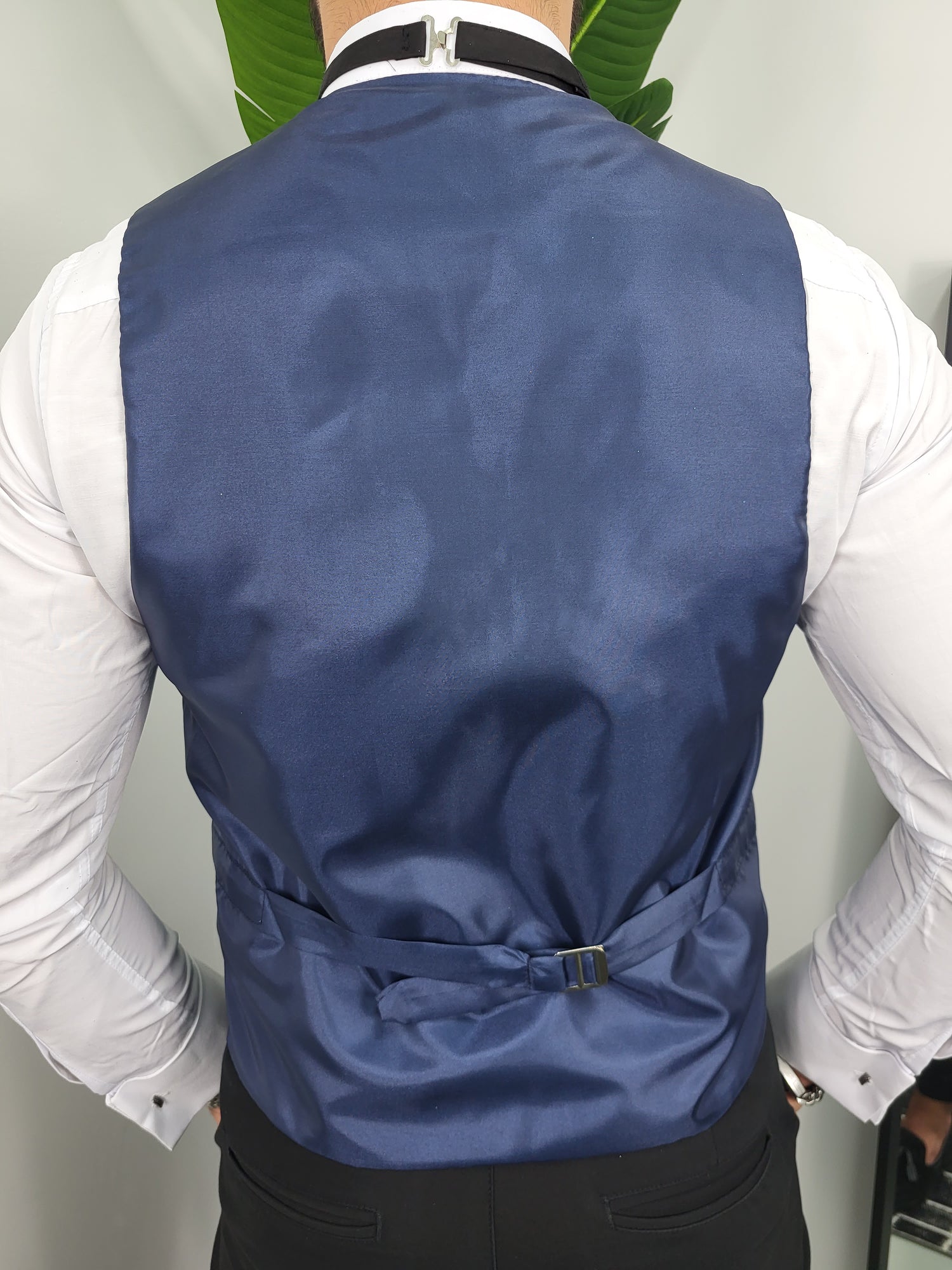 Monaco Glimmende Smoking Heren 3-delig Trouw Pak Marine Blauw (Incl. Overhemd, Vlinderdas &amp; Pochet)