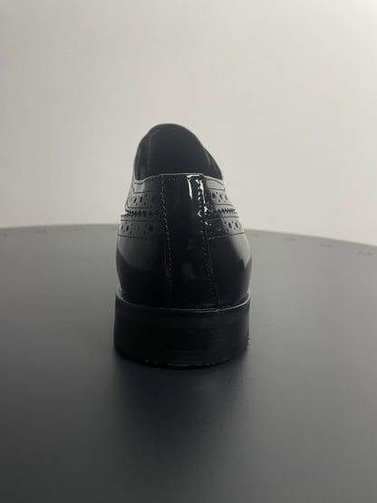 Mallorca Zwart Leren Glans Veterschoenen - Nette Schoenen