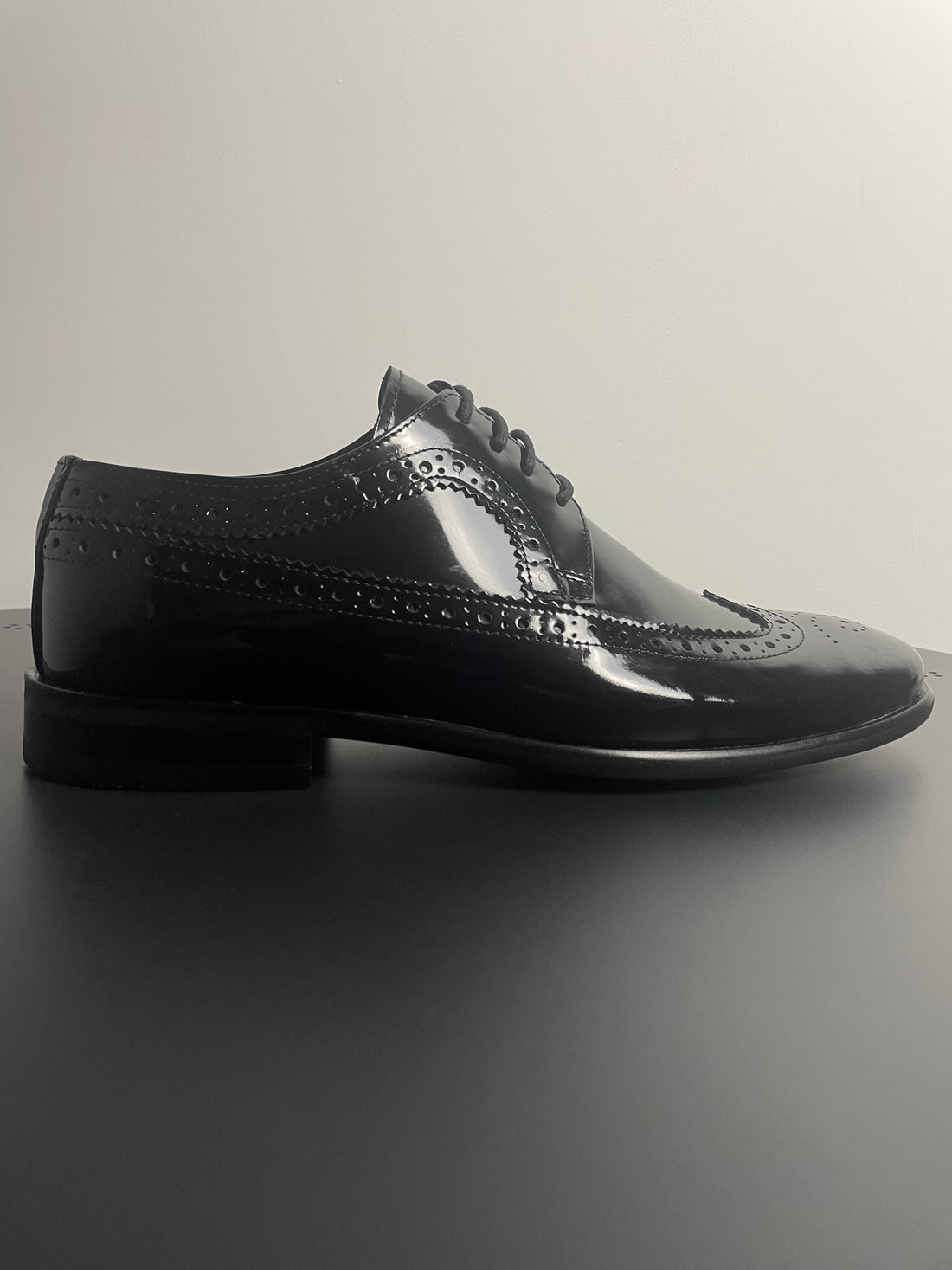 Mallorca Zwart Leren Glans Veterschoenen - Nette Schoenen