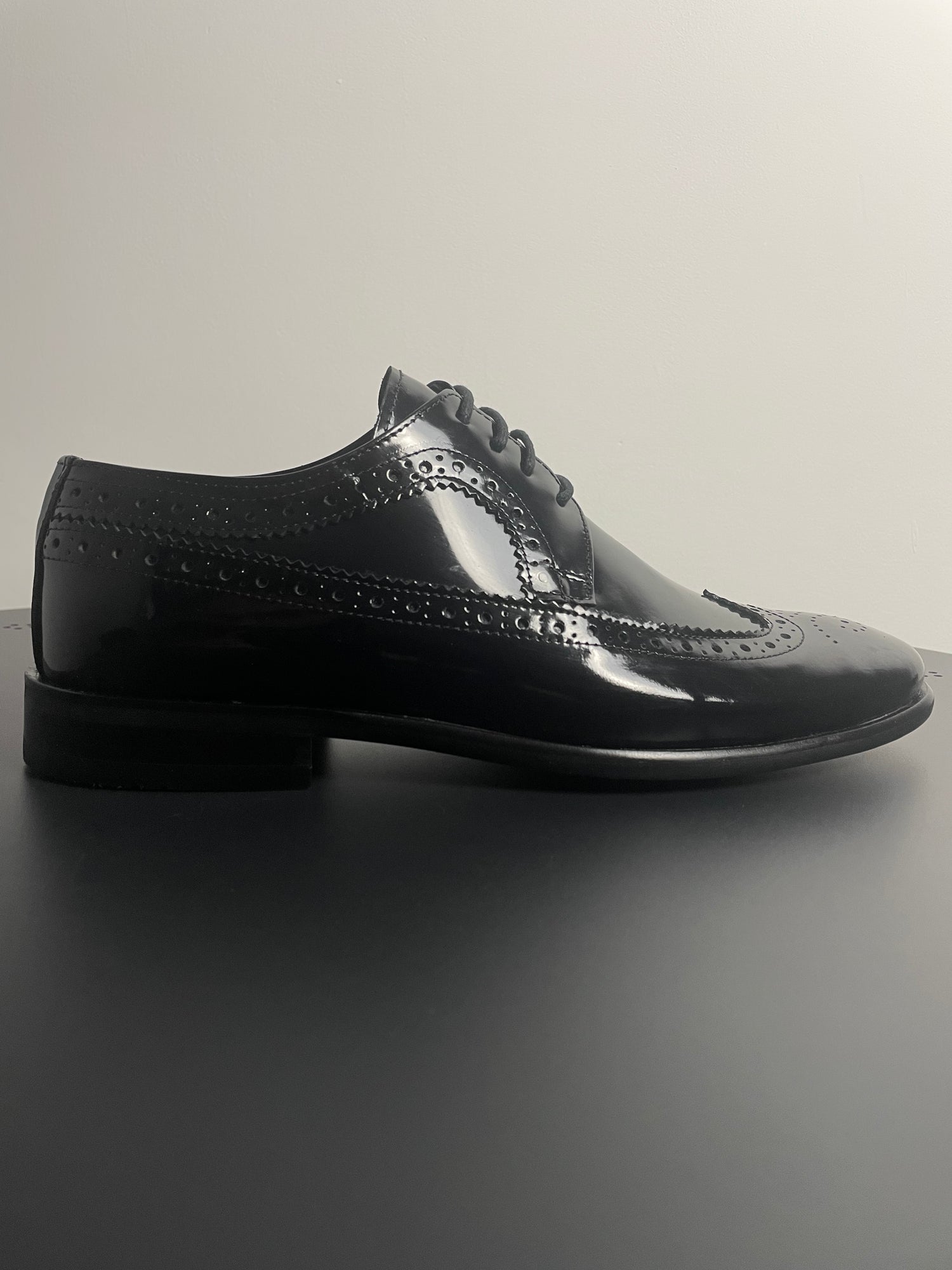Mallorca Zwart Leren Glans Veterschoenen - Nette Schoenen