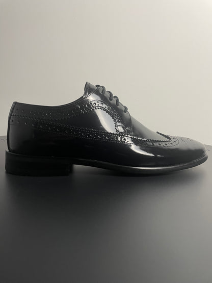 Mallorca Zwart Leren Glans Veterschoenen - Nette Schoenen
