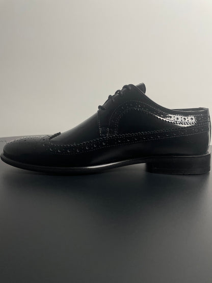 Mallorca Zwart Leren Glans Veterschoenen - Nette Schoenen
