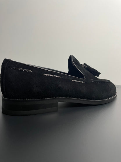 Florence Zwart Leren Suede Mocassins - Loafers - Instappers